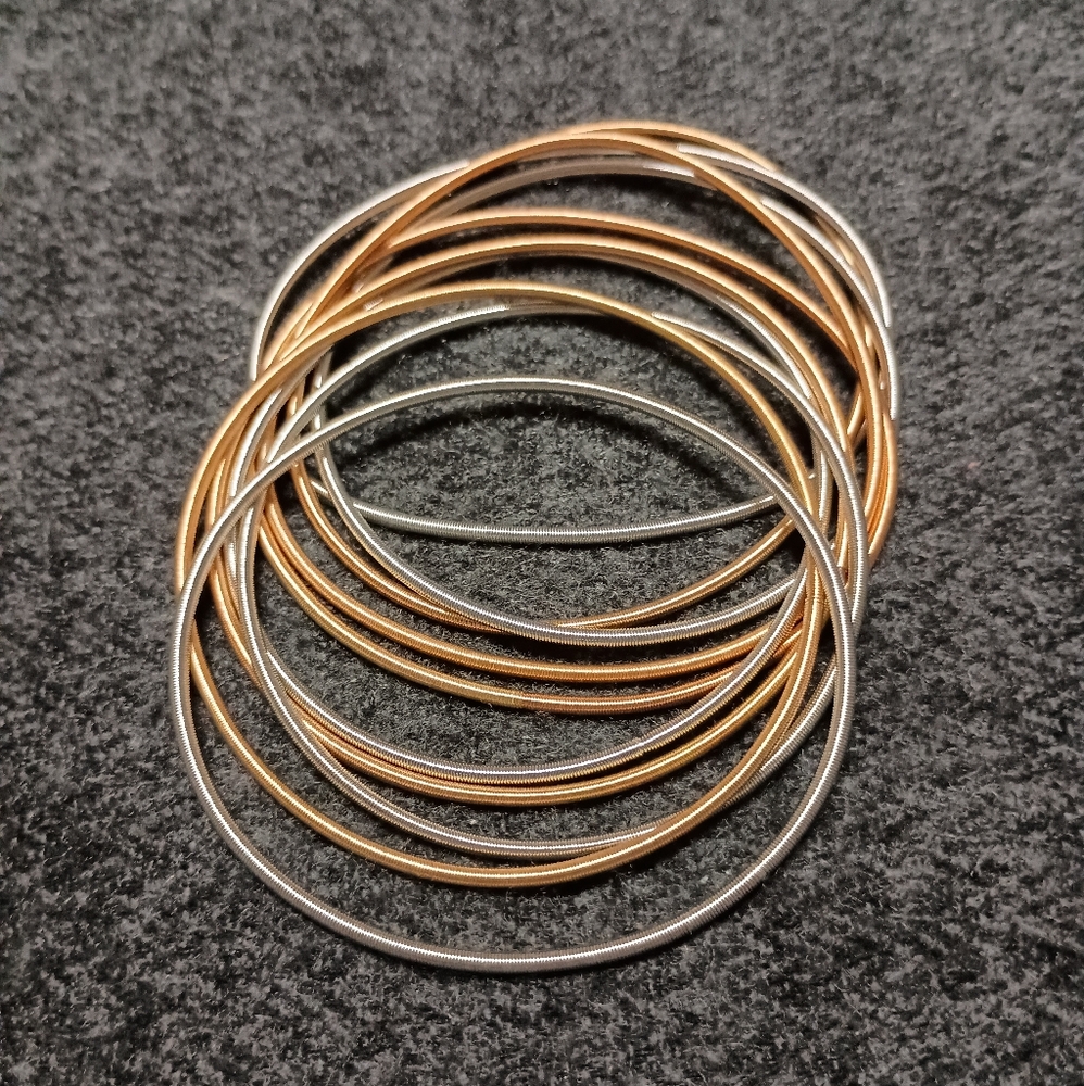 Guitar String Stretch Bracelets - Gold/Silver